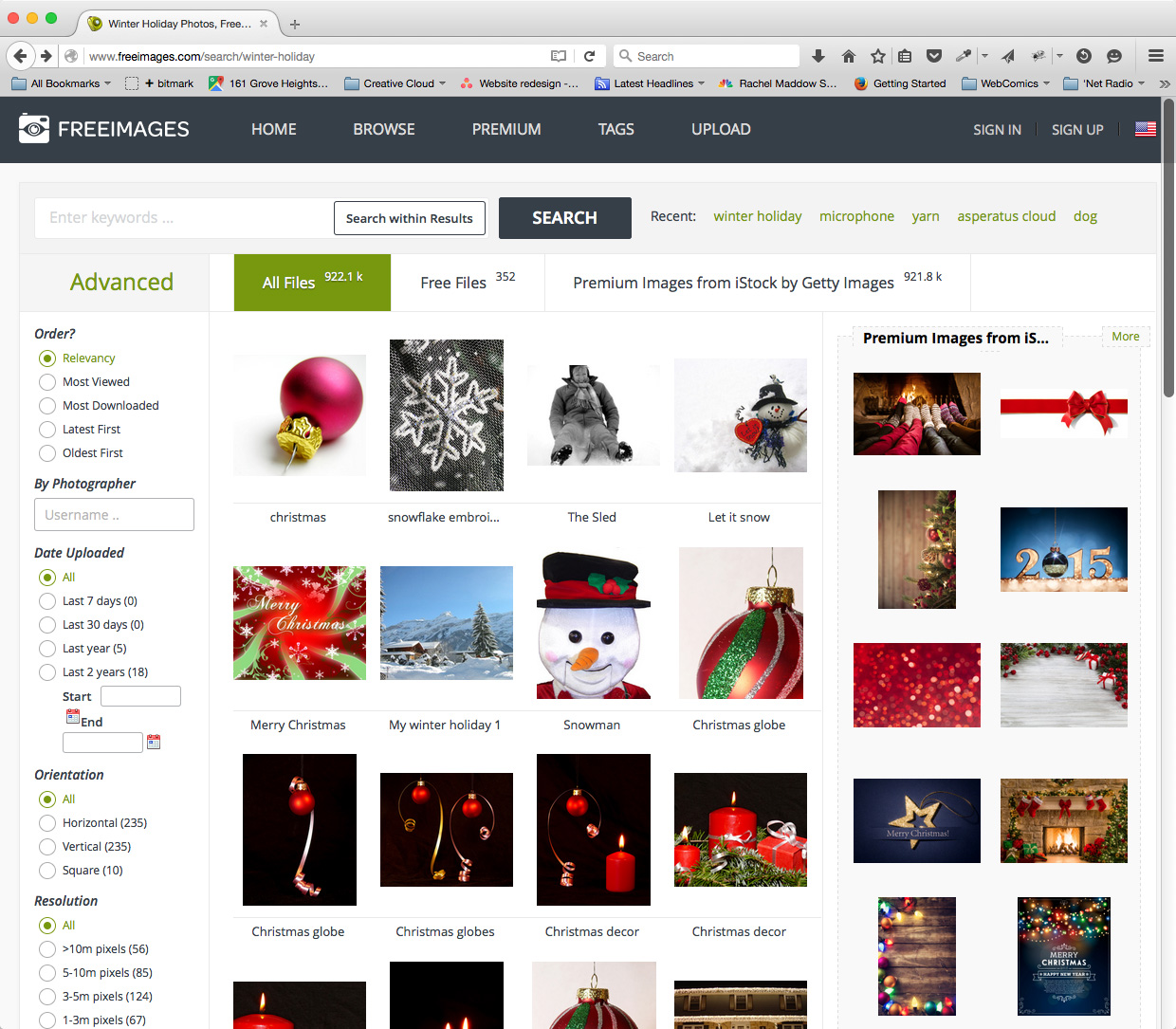 Image choices at Freeimages.com - front for Getty's Istock Service